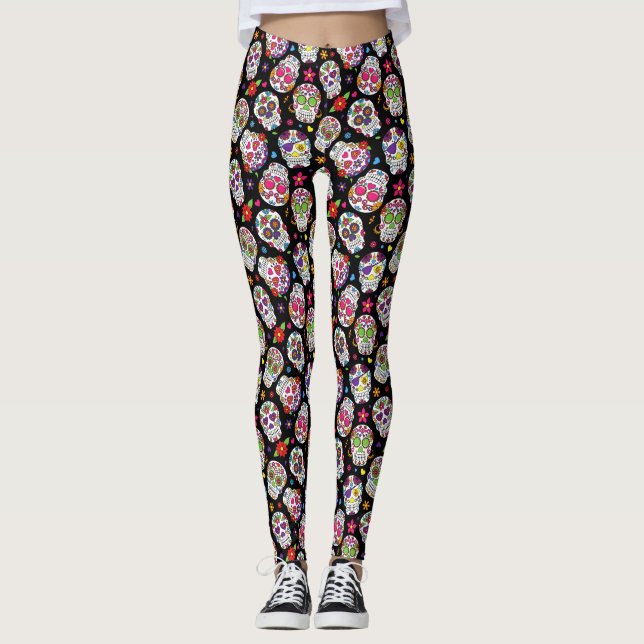Leggings Crânes de sucre Jour des Jambes de mode de la pop  (Devant)