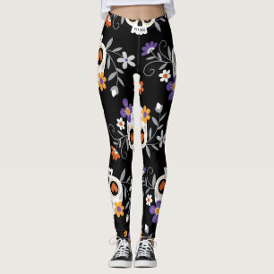 Leggings Crânes de sucre mignonnes à la main tiré