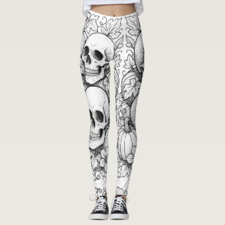 Leggings crânes et légumineuses citrouilles