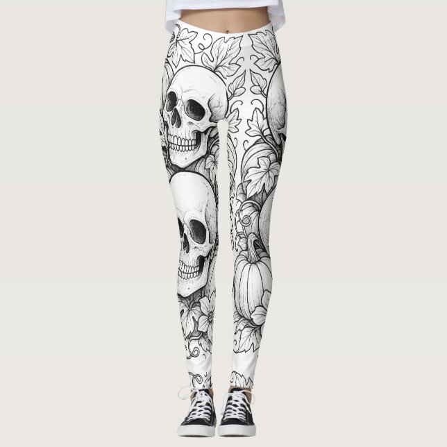Leggings crânes et légumineuses citrouilles (Devant)