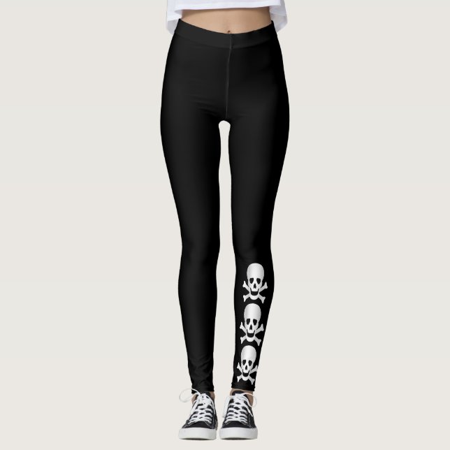Leggings Crânes Et Traverses (Devant)