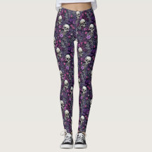 Crânes floraux Fleurs violettes Légendes gothiques