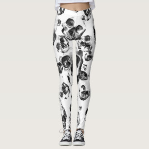 Leggings Crânes Noir & Blanc Motif d'Art de Crâne de Squele