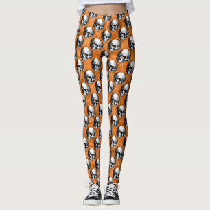 Leggings Crânes orange et série tournesol Design 6