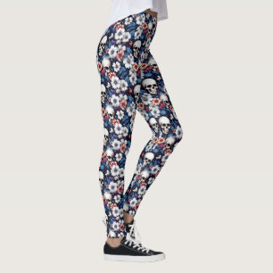 Leggings Crânes parmi les fleurs