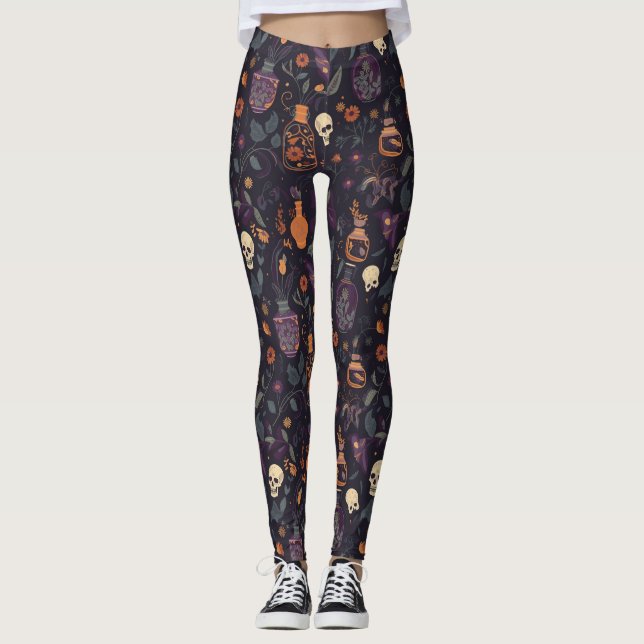 Leggings Crânes Potions & Plantes : Légendes pour effrayer  (Devant)