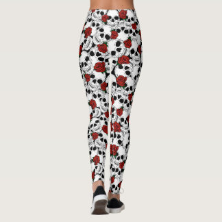Leggings Crânes psychobliques et roses rouges modélisées