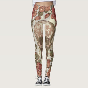 Leggings Crânes rétro et ornement Rose