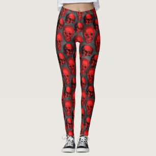 Leggings Crânes rouges et série Tournesol Conception 1 