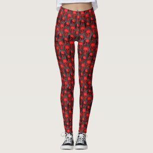 Leggings Crânes rouges et série tournesol Design 1