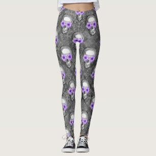 Leggings Crânes violets et série Tournesol Design 3