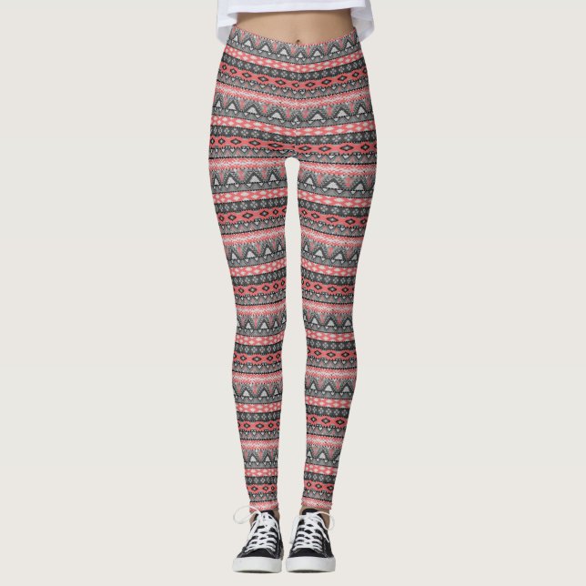 Leggings Cravate design motif gris pâle (Devant)