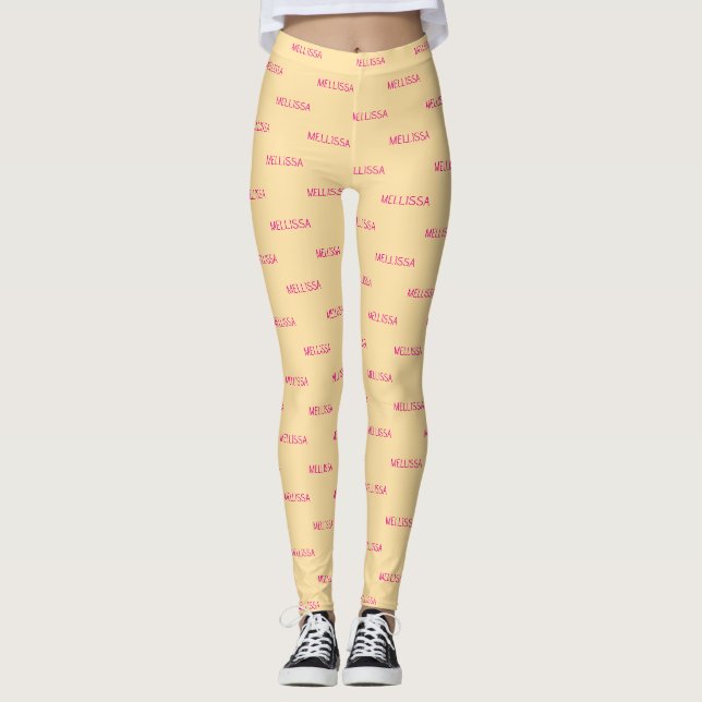 Leggings Cream minimalist custom name  (Devant)