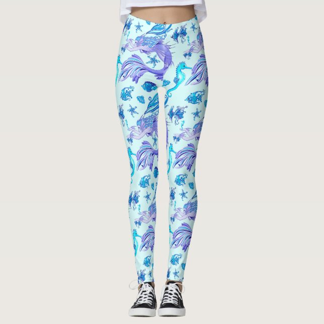 Leggings Créature de la fée mauve de sirène (Devant)