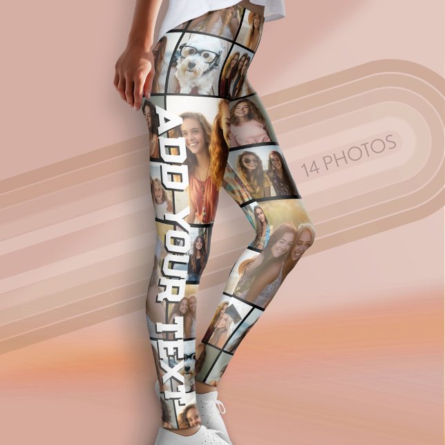 Leggings Créer un collage photo personnalisé avec 14 photos (Custom Leggings with Photos)