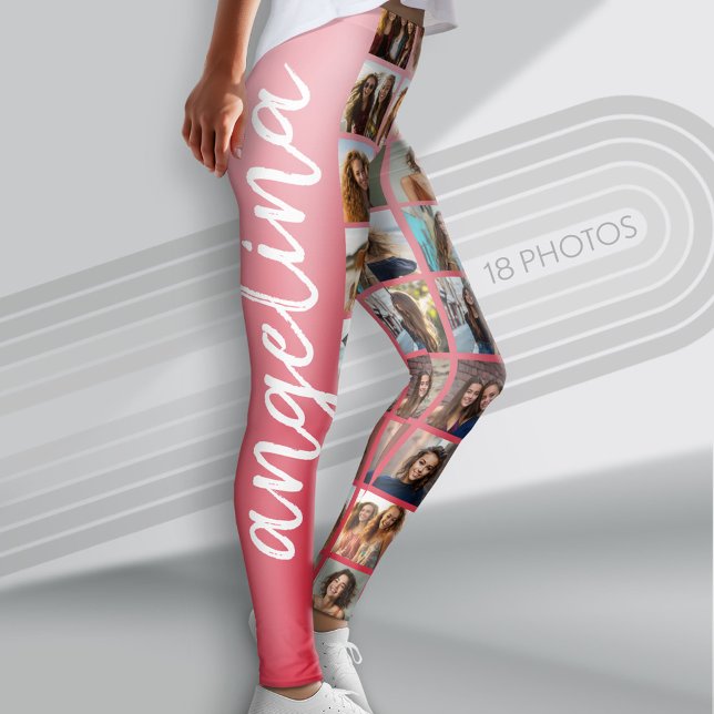 Leggings Créer un collage photo personnalisé avec 18 photos (Custom Photo Leggings with 18 Photos)