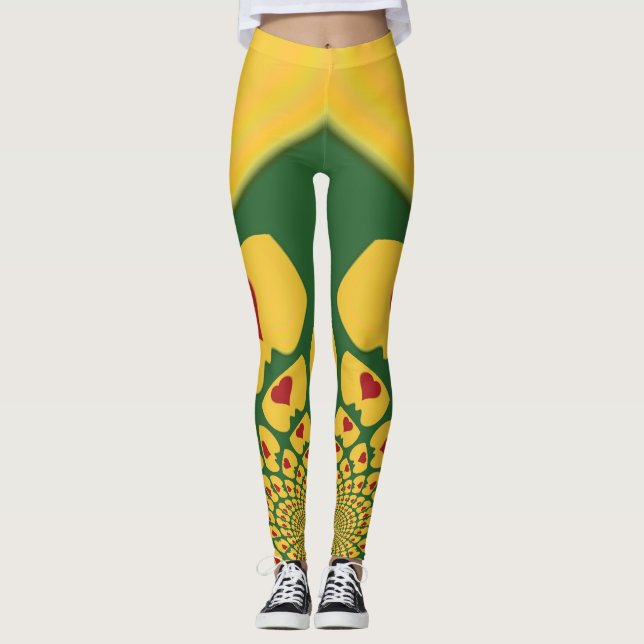 Leggings Créez vos propres couleurs Red Golden Jamaica Rast (Devant)