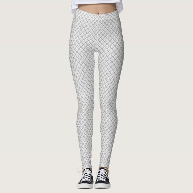 Leggings Créez vos propres échelles blanches de dragon (Devant)