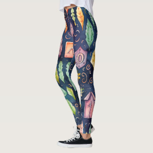 Leggings Créez vos propres runes multicolores florales bleu