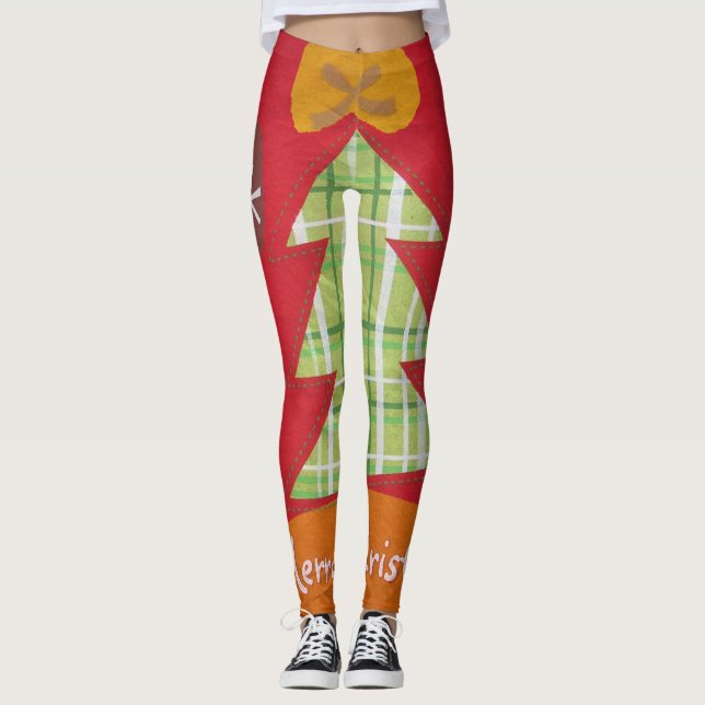 Leggings Créez votre propre belle conception d'arbre de Noë (Devant)