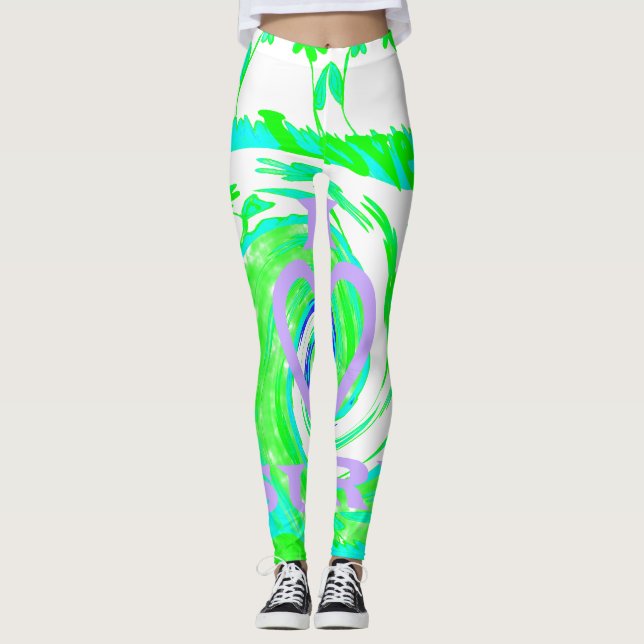 Leggings Créez votre propre Belle florale l amour surf art (Devant)