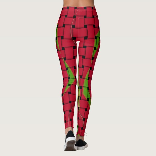 Leggings Créez votre propre pantalon textile tressé rouge (Dos)