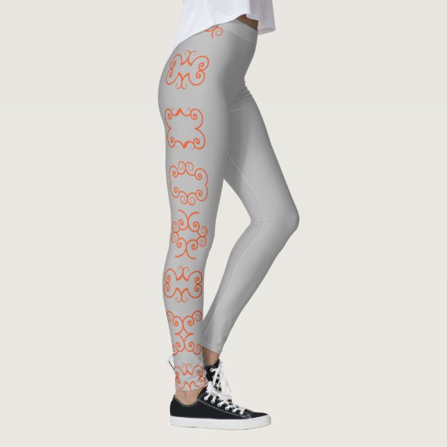 Leggings Créez votre propre vêtement gris floral Motif art (Droite)