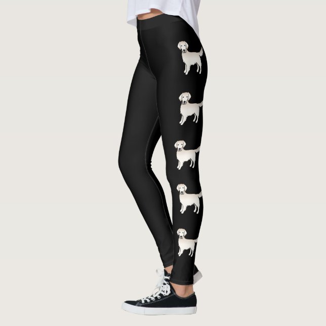 Leggings Crème Anglaise Golden Retriever Dessin Chien Ligne (Gauche)