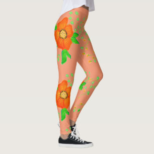 Leggings Crème De Corail Et Orange