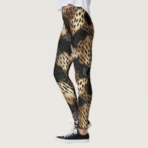 Leggings Crème noire léopard animal abstrait