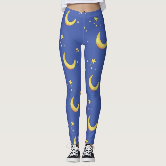 Leggings Crescent lune étoiles arrière - plan personnalisab (Devant)
