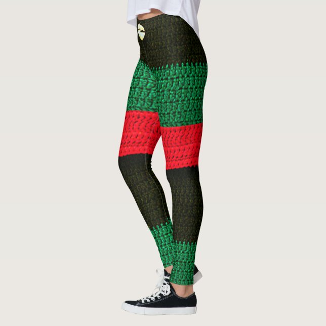 Leggings Crochet d'artistes en crochet noir rouge Cowrie (Gauche)