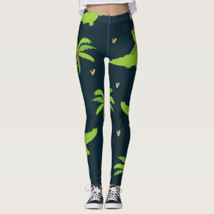 Leggings Crocodiles de dessin : Alligator Palms Motif.