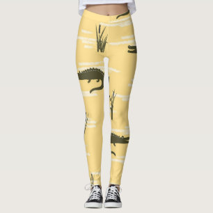 Leggings Crocodiles vintages : Motif jaune sans joint