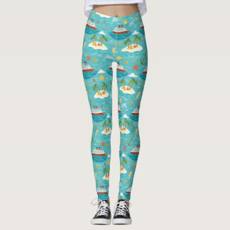 Leggings Croisière Caraïbes Design de Navire Île Tropicale