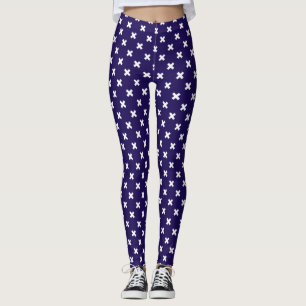 Leggings Croix blanche sur bleu marine