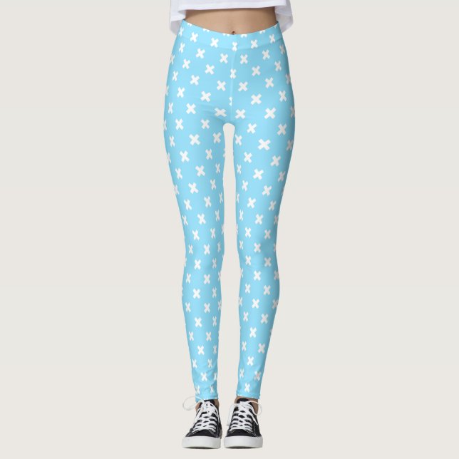 Leggings Croix blanche sur le bleu bébé (Devant)