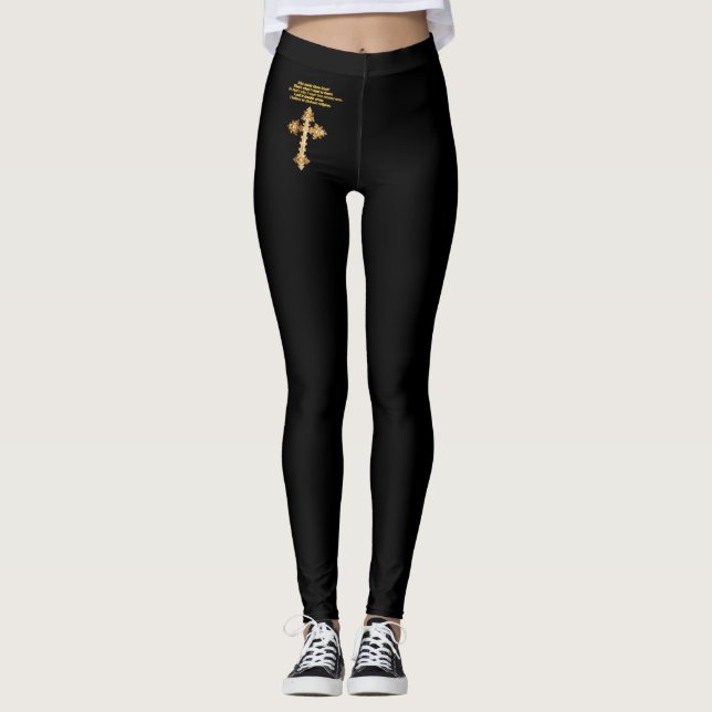 Leggings Croix chrétienne d'amusement d'or avec (Devant)