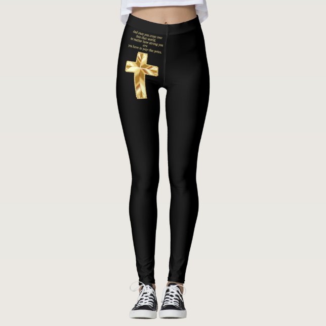 Leggings Croix chrétienne de crucifix d'or avec (Devant)
