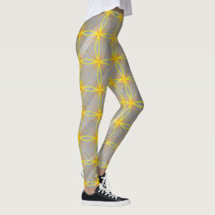 Leggings Croix d'étoile dorée sur vagues grises