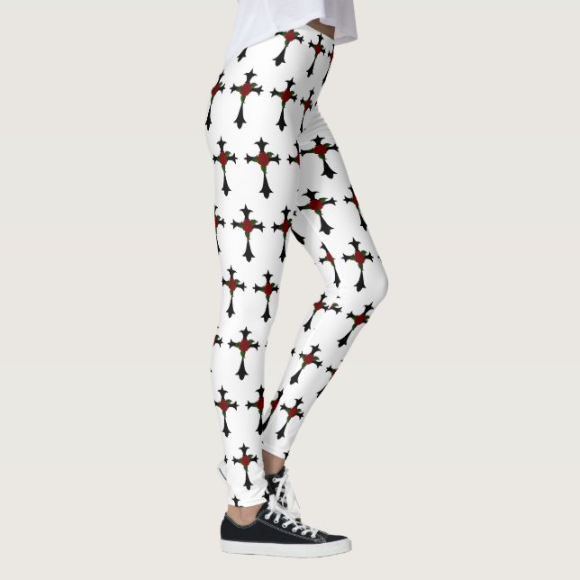 Leggings Croix Noire Et Légendes Roses (Droite)
