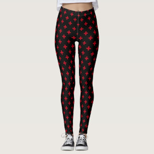 Leggings Croix polka rouges sur fond noir