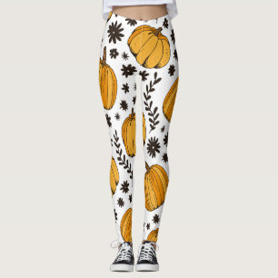 Leggings Croquis citrouilles : motif sans couture dessiné à