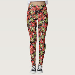 Leggings Croquis floral multicolore rétro automne