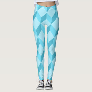 Leggings Cubes bleu Aqua 3D géométriques