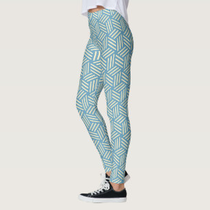 Leggings Cubes d'illusion optique Abstraite rétro Motif ble