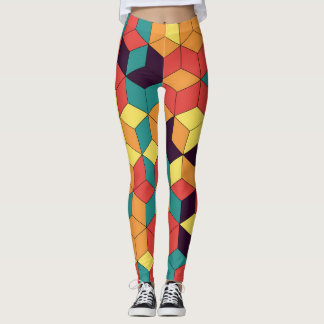 Leggings Cubes géométriques, couleur, sans soudure, motif v