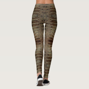 Leggings Cuir Alligator Brown