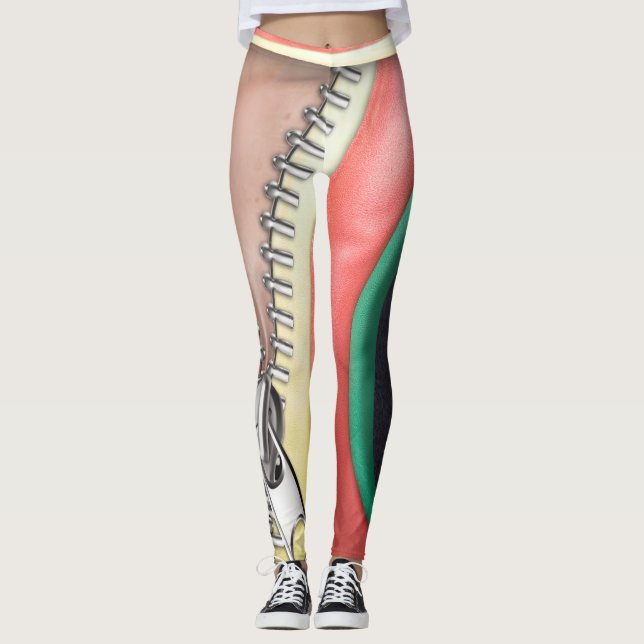 Leggings Cuir avec design Zipper (Devant)
