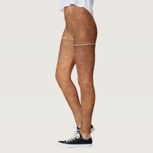 Leggings Cuir Brown Avec Sceau Chic Monogramme Personnalisé